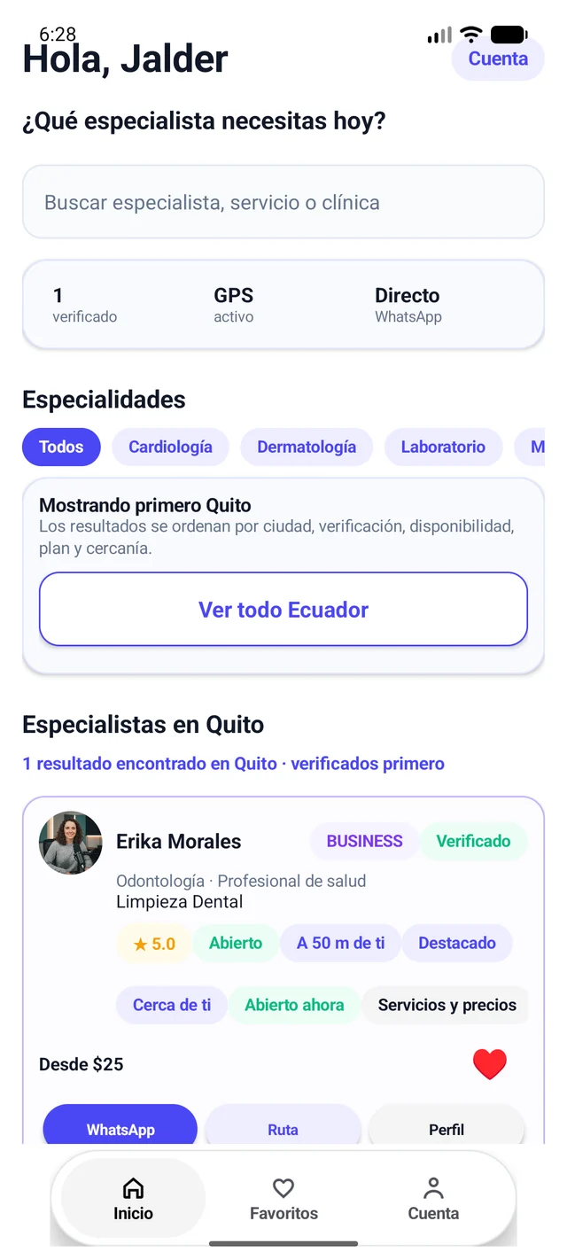 Home real de paciente en MiMedico